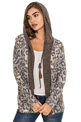 Image of Eloges Women's Multi Stripe Soft Knit Open Cardigan with Suede Elbow Patch