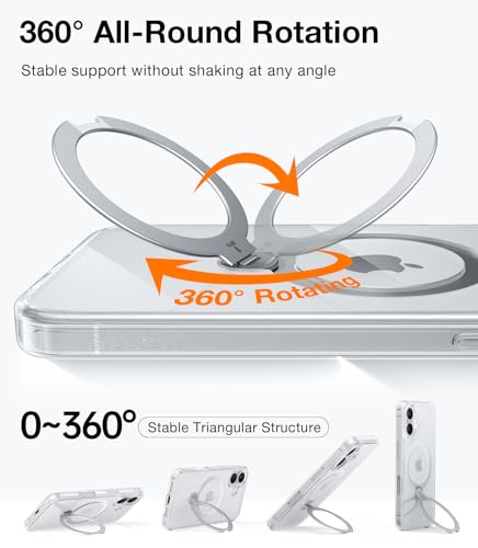 TORRAS 360° Spin Magnetic Stand for iPhone 16 Plus Case, Compatible with Magsafe,12FT Military Shockproof - Image 3