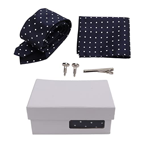 Set de corbatas para hombre, clásico, azul con lunares