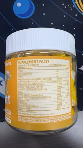 Image of Magnesium Glycinate Soft Chews, Pineapple Flavor.Chewable Sugar Free Potassium Magnesium Chews with Magnesium Glycinate, Vitamin D, B6, and CoQ10 for Calm Support & Sleep for Adults, 60 Days Supply