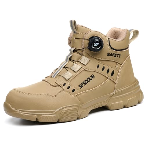 Image of Work Boots for Men,Comfortable Lightweight Steel Toe Boots,Puncture Proof Construction Steel Toe Work Shoes,Mens Indestructible Safety Boots.