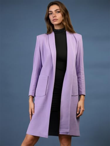 Image of CHKOKKO Women Elegant Winter Wear Warm Coat Classic Knee Length | Solid Color Design with Convenient Front Pockets | Ideal for Formal and Semi-Formal Occasions
