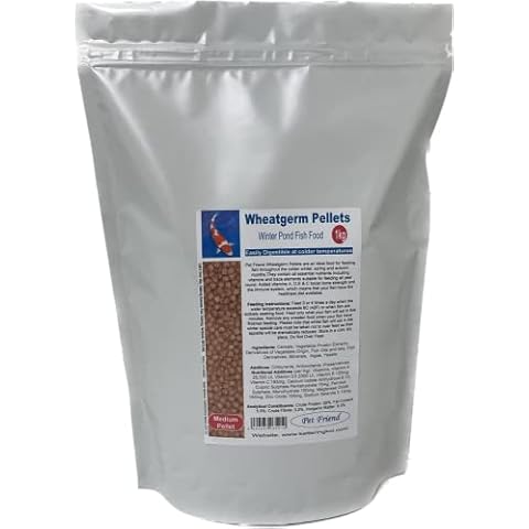 Pet Friend Wheatgerm Pond Fish Food 5mm Pellets Suitable Cold Weather Winter Feeding For Koi & Goldfish 1kg Cover