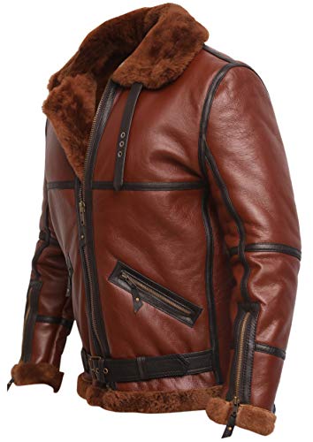 Image of RAF British Real Shearling Flight Aviator Brown Bomber Leather Jacket