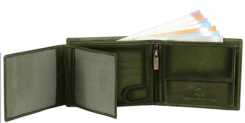 Image of WildHorn RFID Protected Leather Wallet for Men, Green Crunch