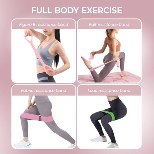 Kovixsc Resistance Band, Pilates Band,Work Out Bands for Women,Figure 8 Resistance Band, 14-Set Professional Exercise Bands for Pilates, Yoga, Home Gym, Booty, Leg Training with Workout Bands Guide — view 6