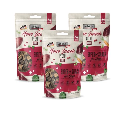 MACs Dog Mono Snack Multipack 3 x 100g Pferd | Getreidefreier, hochfleischiger Soft-Snack | natürlicher Hundesnack ohne Zusatzstoffe | ideal für empfindliche Hunde