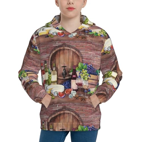Bottle Glass Red Wine Kid Hoodies Boys Sweatshirts Girls Pullover with Pocket