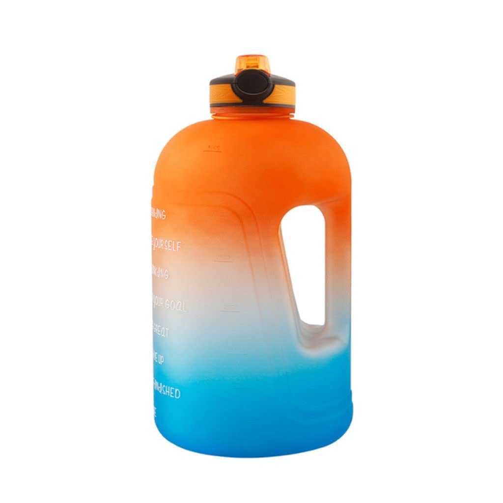 Botella Agua Gimnasio 3.78L Botella de agua deportiva con marcador de tiempo Copa de agua de gran capacidad Adorno de agua Portátil Portátil Paja Botellas de agua Botella Agua Deporte(Orange blue)