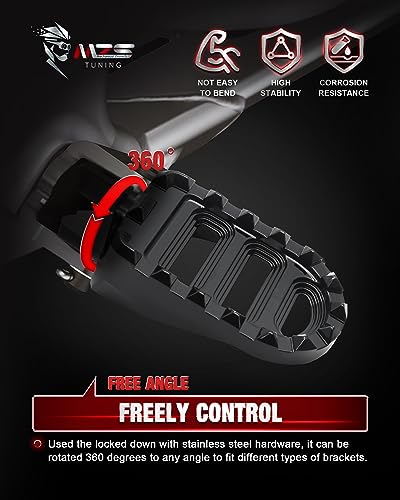 Image of MZS Motorcycle Foot Pegs, 2018-2025 Front Adjustable Footpegs Accessories MX Serrated Wide Pedal Compatible with Softail Breakout Deluxe Fat Bob Fat Boy Heritage Low Rider Slim Street Bob Sport Glide