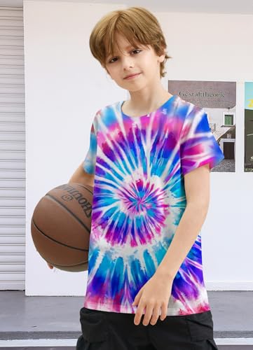 Image of Boys Tie Dye Shirt Size 4-14 Hippies Senior Rainbow Tees T Shirts for Kids | Tees T shirts for Kids