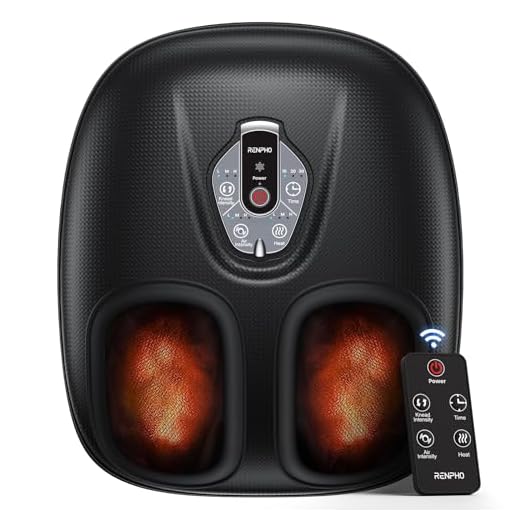 RENPHO Portable Foot Massager with Heat, Christmas Gifts for Men Women, Electric Foot Massager, 3D Kneading, Rolling and Air Compression, 3 Intensities for Tired Muscles and Soles, Black