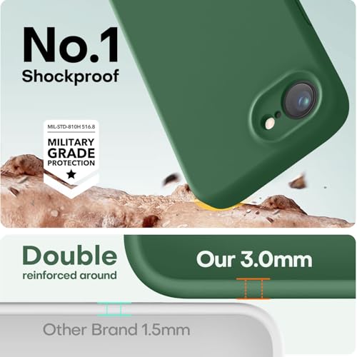Image of LOVE 3000 Designed for iPhone 16e /17e Case, Premium Silicone with [Soft Anti-Scratch Microfiber Lining] Shockproof Protective Phone Case for Men Women Girls 6.1 inch, Green