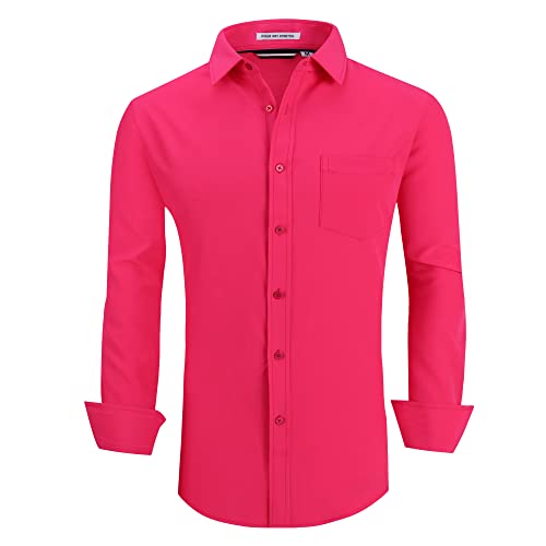 Alex Vando Mens Dress Shirt Wrinkle Free Regular Fit 4-Way Stretch Button Down Shirts