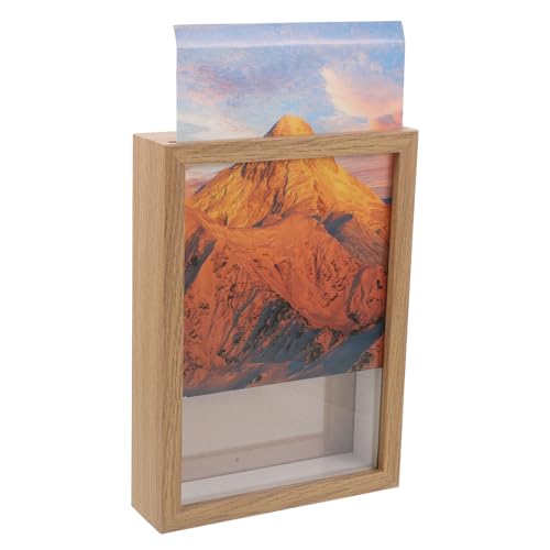 SHINEOFI Porte-photo en Bois Naturel avec Compartiment Secret, Boîte à Monnaie Vintage pour Cadre Photo de Table, Coffre-fort Domestique pour Bijoux et Objets Précieux, Rangement Discret