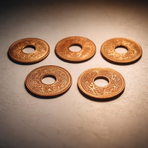 Image of Pure Copper Coins with Hole for Pooja & Astrology | 5 pcs Tambe Ka Ched Wala Sikka for Lal Kitab Remedies, Vastu & Good Luck | Original Copper Lucky Coins for Wallet