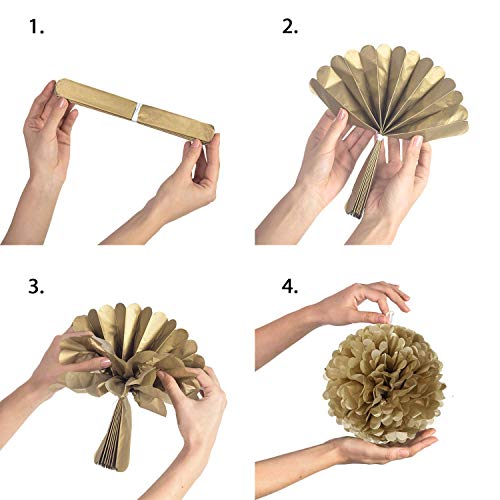 Lightingsky 10pcs Paper Tissue Pom Poms DIY Flowers Ball for Wedding Party Home Decoration (10 inch, Gold) - Thumbnail 5