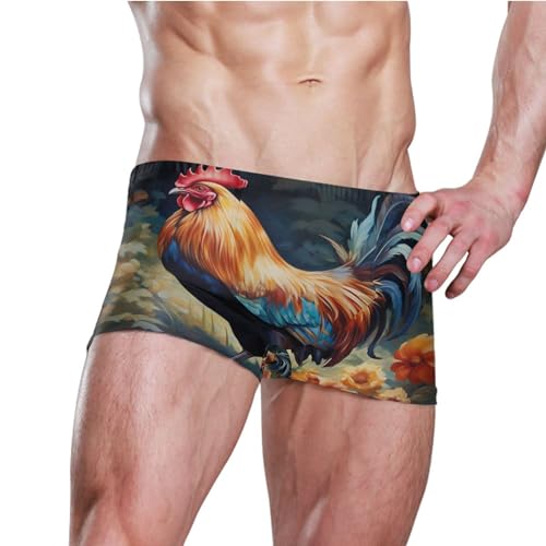 Farm Rooster Cock Mens Swim Trunk Swimwear Bathing Suit Swim Brief Square Leg Board Short S S04012203