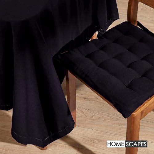 Homescapes Schwarze Tischdecke rund mit Hohlsaum aus 100% Baumwolle 178 cm, rundes Tischtuch, waschbar & pflegeleicht – Ansicht 2