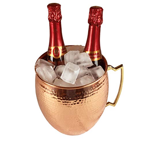 Pure Hammered Copper Ice Bucket With Tongs - 1.3 Gallon Champagne And Wine Bucket Cooler - 5 Quart Ice Buckets For Parties By Lifestyle Banquet #TOP3