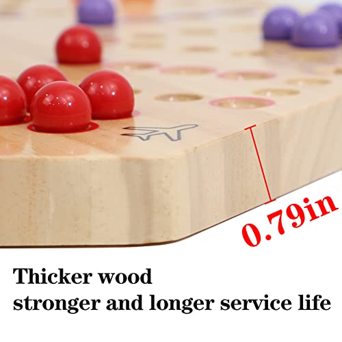 Horow Large Original Marble Game Wahoo Board Game Double Sided Painted Wooden Fast Track Board Game For 6 And 4 Players 6 Colors 24 Marbles 6 Dice For Family Friends And Party (Extra-Large Size) #TOP4