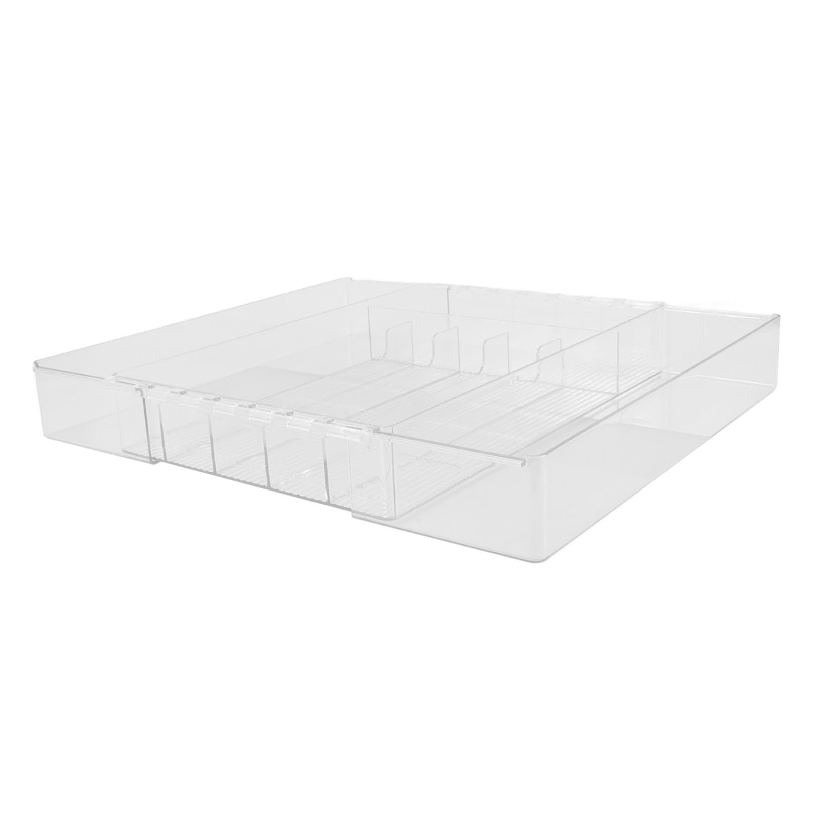Organizador de Cajones para Cubiertos Extensible Mediano Acrílico Compartimentos Multifunción para Cocina, Oficina y Baño, Bandeja de Almacenamiento Transparente