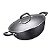 Produktbild LYDIANZI Cooks Standard-Flachboden mit Deckel, Eisen Nonstick Wok Stir Fry Pan, Iron Pot Fried Scoop Gusseisen Multi-Funktions-Binaural Wok Altertümlich Startseite (Size : 32cm)