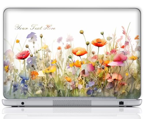 Image of Custom Design Personalized Laptop Skin Sticker Cover Art Decal, Customize with Your Name or Text (15.6 Inch, Wild Flowers 2)