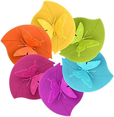 Premium Silicone Cup Lids Anti-dust Drink Cover Leakproof Mug Cap Assorted Colors (6 pack)
