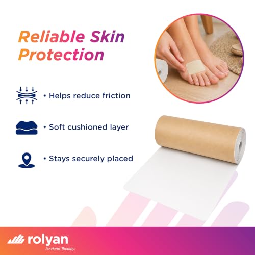 Image of Rolyan Latex-Free Moleskin, 9 inch x 4 Yards, White, Adhesive Backing Moleskin Padding for Use with Splints, Braces, and Casts, Non-Latex Roll of Prewrap, Undercast Wrap for Skin Protection and Support