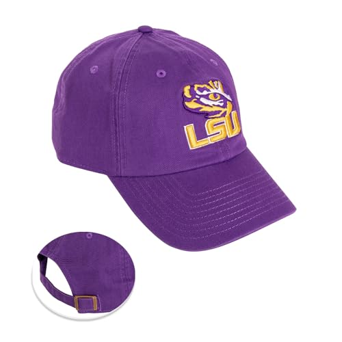 Desert Cactus LSU Louisiana State University Baseball Hat Tigers Geaux Brimmed Embroidered Hats Cap Adjustable Cloth Strap Adult (Style E1) Purple