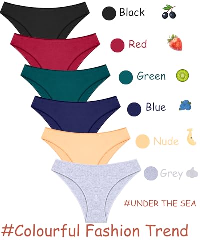 Image of UNDER THE SEA Cotton Underwear for Women 6 Pack Sexy Bikini High Cut Breathbale Cheeky Panties Underwear Womens Lingerie