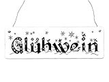 Interluxe Shabby Vintage Schild Türschild GLÜHWEIN Winter Holzschild Dekoration Küche