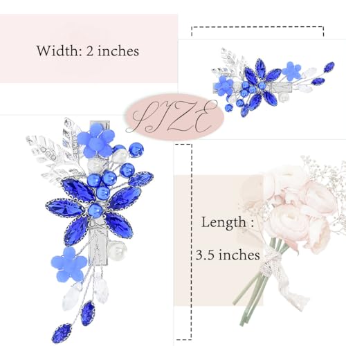 Rhinestone-Hair-Clip-Wedding-Flower-Crystal-Dress-Hair-Accessories-Sparkle-Handmade-Pearls-Bride-Bridesmaid-Headpieces-for-Women-Blue