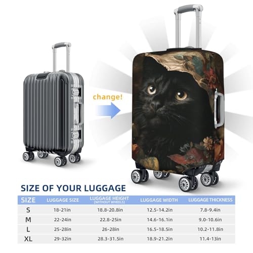 Black Cat Wearing Hat Pumpkins Leaves Elastic Travel Luggage Covers Dustproof Scratch-Resistant Suitcase Protector Fit 22-24 Inch4