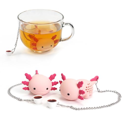 2PCS Axolotl Tea Infusers Tea Strainers For Loose Tea Silicone Tea Diffusers Loose Leaf Tea Steeper Fun Kitchen Gadgets Axolotl Gifts