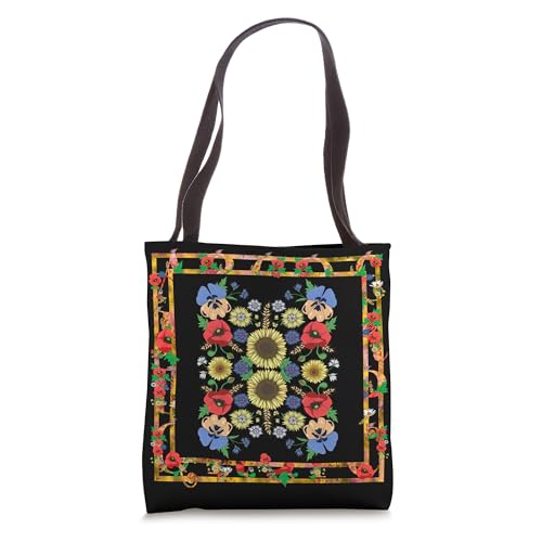Bolso Tote Floral Rojo con Girasoles Estilo Ucraniano miniatura 1