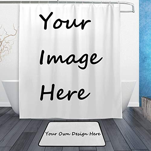 SUABO Custom Bathroom Shower Curtain Sets with Mat Rugs Personalized Father's Gift Shower Curtain 60x72 Your Own Design Image Curtain for Christmas Decor