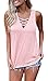 Chvity Women's Summer Deep V Neck Sleeveless Criss Cross Cami Tank Tops (M, Pink)