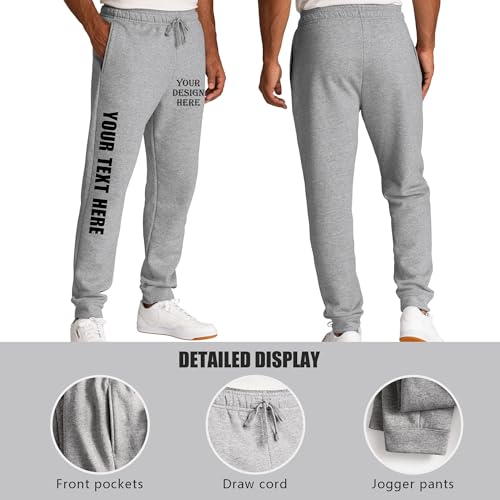 Custom Cozy Joggers with Pockets | Design Your Own with Exclusive Text or Logo Print | Soft Cotton/Poly Fleece Personalized Track Pants for Men & Women4