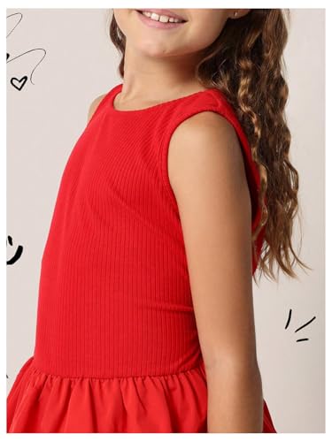 MakeMeChic Girl's Sleeveless Bubble Dress Sleeveless Ruffle A Line Flare Cute Tank Mini Dresses3