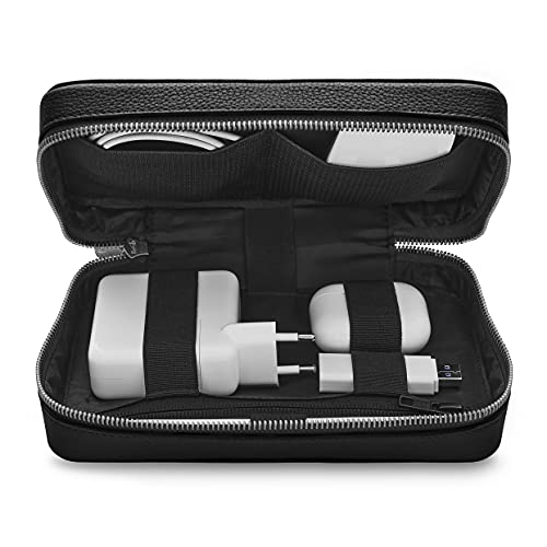 Woolnut Organisateur Tech en Cuir Pleine Fleur Noir -...