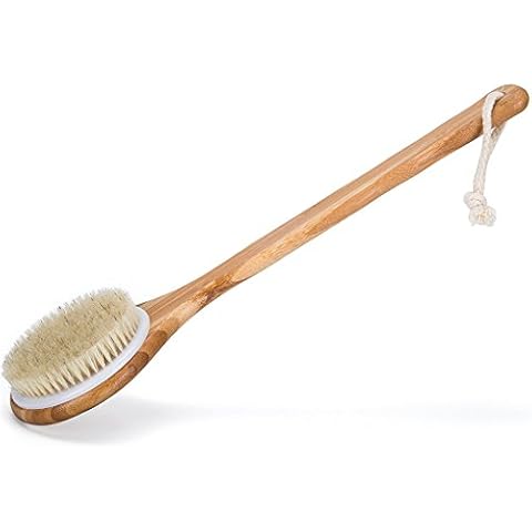Long Wooden Handle Bath Body Brush Removable Bristle Exfoliating Dry Skin Back Scrubber Shower Cleaning Massager Sunlera Cover