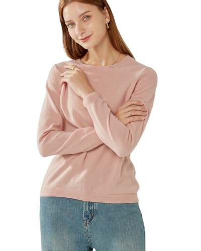 Image of 100% Pure Cashmere Crewneck Sweater for Women Long Sleeve Warm Soft Lightweight Knit Pullover