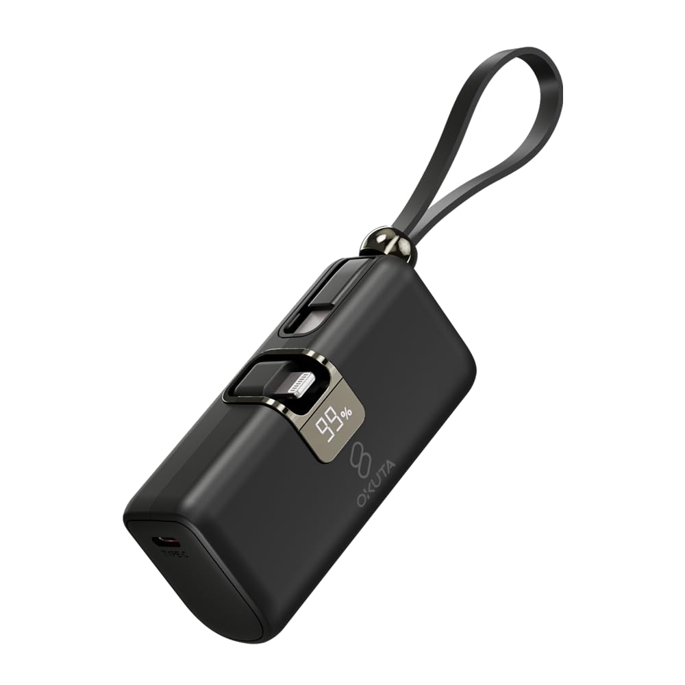 モバイルバッテリー iphone 5000mAh 残量表示 22.5w ケーブル…
