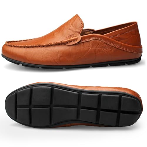 Image of Go Tour Men's Premium Genuine Leather Casual Slip on Loafers Breathable Driving Shoes Fashion Slipper