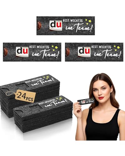 Bist Wichtig Im Team - 24 Stück Filz Geschenkverpackung Teamgeschenke Mitarbeitergeschenk Rückzugsgeschenk.