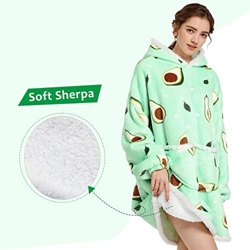 Lushforest Blanket Hoodie for Women, Girls Oversized Blanket Hoodie, Warm Wearable Hoodie Blanket, Super Soft Sherpa Fleece Sweatshirt with Giant Pocket, One Size Robe for Boys Men Teens