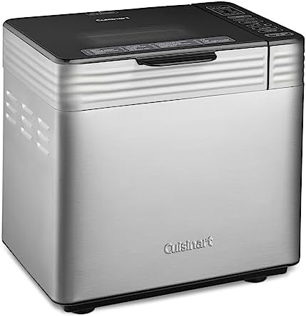 Cuisinart Convection Bread Maker Machine-16 Menu Options, 3 Loaf Sizes up to 2lbs, 3 Crust Colors-Includes Measuring Cup + Spoon & Kneading Hook, CBK-210, 12.25" x 8.85" x 13", Stainless Steel