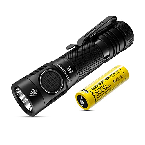 Nitecore E4K Lampe Torche - LED Ultra Puissante 4400 Lumens - Lumière Blanche - Lampe De Poche Étanche IP68 ([ Batterie Li-Ion 21700 USB C Rechargeable...